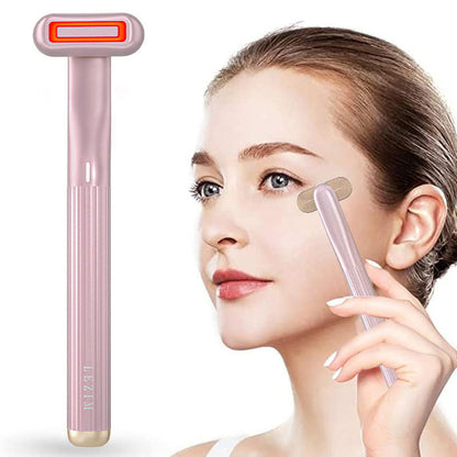5-in-1 360° Rotary Eye & Face Massage Wand with Red LED & Warm Therapy